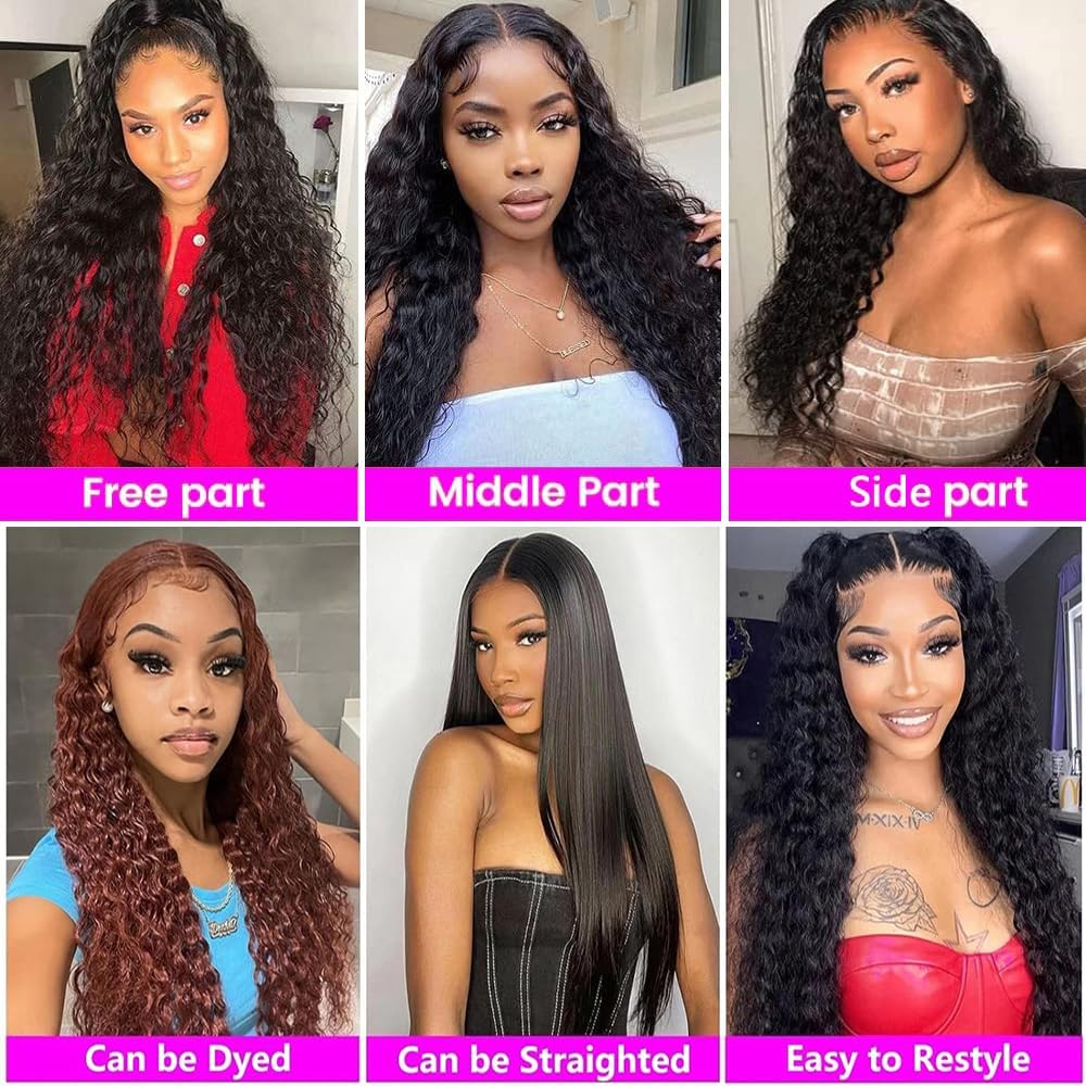 12A Deep Wave Bundles Human Hair 20 22 24 Inch 100% Unprocessed Brazilian Virgin Deep Curly Human Hair 3 Bundles Wet and Wavy Double Weft Deep Wavy Hair Extensions Real Human Hair Natural Black
