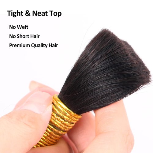 Human Braiding Hair for Boho Braids, 100% Virgin Human Hair No Chemical Processing, Black Bulk Human Hair for Braiding Small Knotless Braids Bohemian Style (Black - Curly, 150g - 18 Inch)