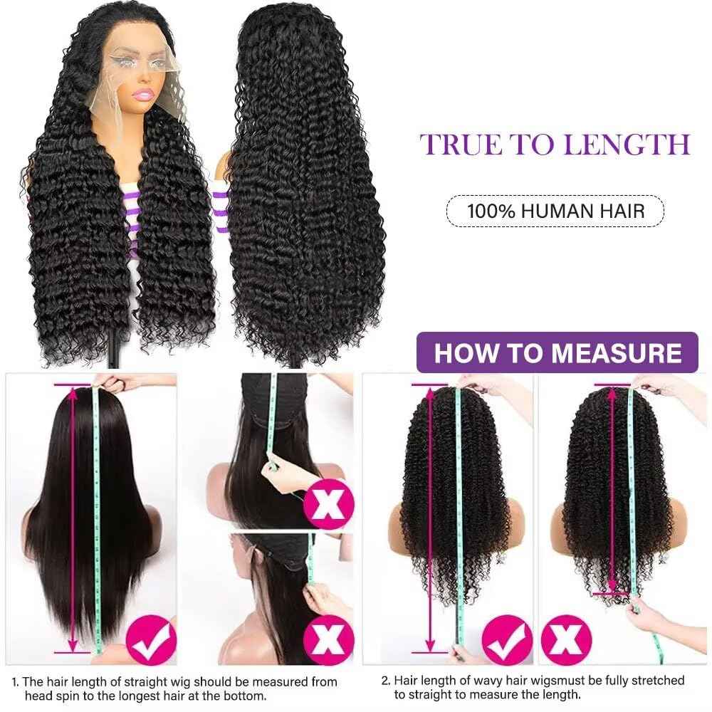28 Inch 13x6 Deep Wave Lace Front Wigs Human Hair 200 Density HD Transparent Lace Frontal Wigs Human Hair 13x6 Pre Plucked Deep Curly Glueless Wig 100% Virgin Curly Human Hair Wig for Black Women
