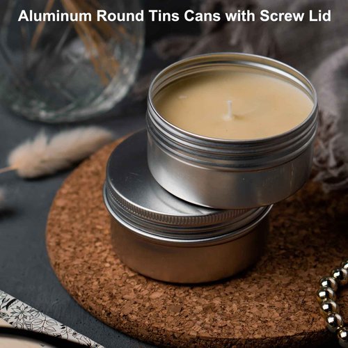 uxcell 2 Oz Tin Cans, 40 Pcs Aluminum Round Tins, Travel Sized Small Metal Tins Cosmetic Sample Containers with Clear Lid for Lotion Bars Beard Balms Candles, White