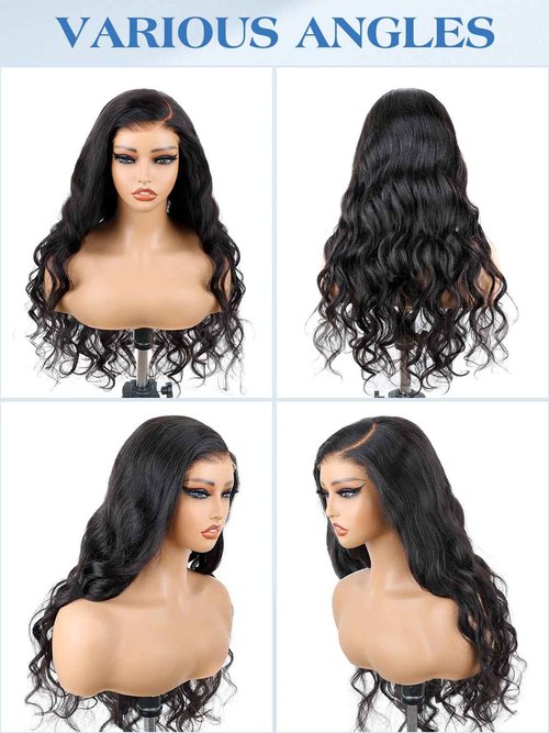 Ashart 18 Inch Side Part Body Wave 7X5 Wear and Go Glueless Wigs Human Hair Pre Plucked Pre Cut Pre Bleached Knots HD Lace Front Wigs for Black Women Glueless Wig 180% Density