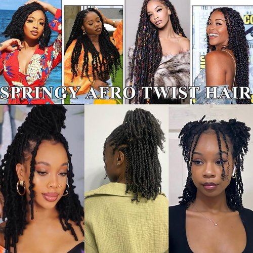 Afro Kinky Curly Springy Twist Double Drawn Bulk Human Hair Braiding Hair for Dreadlock Hair Pre-Separated Hair Extensions Natural Color 20Inch 100g