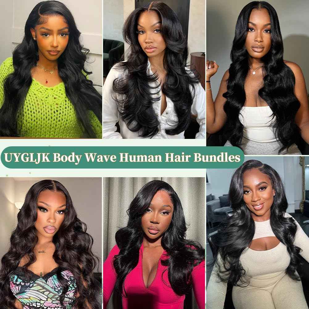 14A Human Hair Bundles Body Wave One Bundle 100% Unprocessed Brazilian Virgin Hair Bundles Double Weft Weave Body Wave Human Hair Natural Black Color (one bundle, 24)