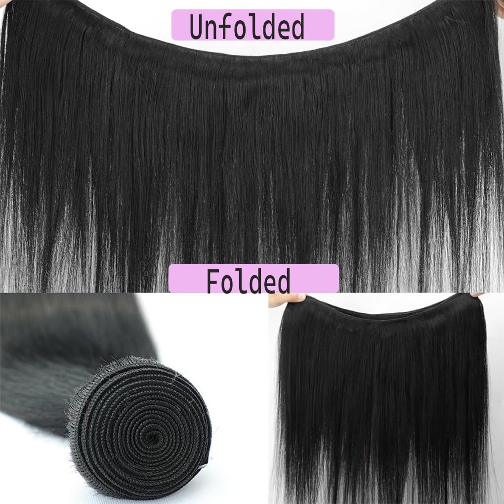 12A Brazilian Straight Bundles Human Hair 18 20 22 Inch, 100% Unprocessed Virgin Human Hair Bundles Straight, Sew In Hair Extensions Quick Weave 3 Glossy Hair Bundles, 300g/Pack Natural Black Color