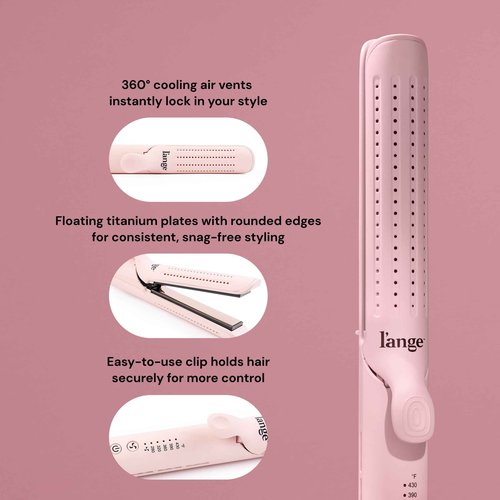 L'ANGE HAIR Le Duo Grande 360° Airflow Styler | 2-in-1 Curling Wand & Titanium Flat Iron Professional Hair Straightener and Curler with Cooling Air Vents to Lock in Style (Blush)