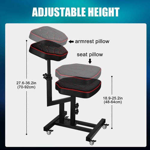 Poarmeey Professional Tattoo Chair with Adjustable Armrest with 360 Degree Silent Universal Casters, Tattoo Arm Rest with Thicken Sponge Pad