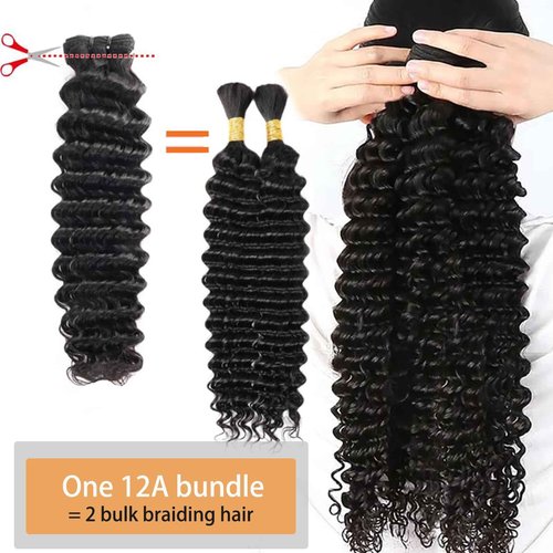 Chikamlty Deep Wave Bundles Human Hair 20 22 24 Inch Deep Curly Bundles 12A Grade 100% Unprocessed Brazilian Virgin Hair Wet and Wavy Bundles Double Weft Deep Weave Natural Black Color