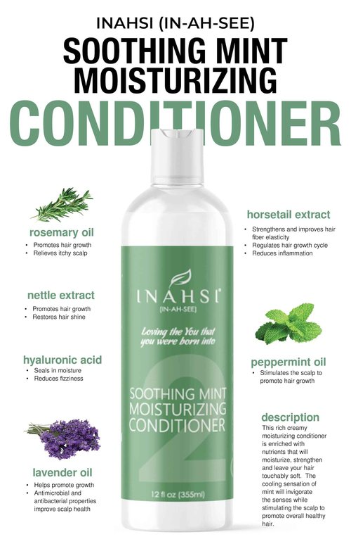 Inahsi Wash Day Collection | Gentle Cleansing Shampoo, Soothing Mint Conditioner & Mango Avocado Hair Mask | Moisturizing, Strengthening, Restoring | Curly Hair Care Bundle