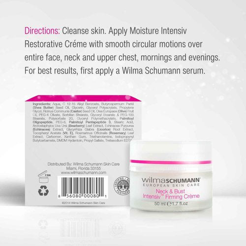 WILMA SCHUMANN Moisture Intensiv Restorative Cream, Firming Face Moisturizer, Face Cream, 1.7 oz
