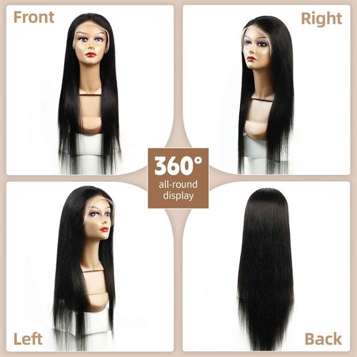 Qunali Lace Front Wigs Human Hair 13x4 Straight Lace Front Wigs HD Transparent 200% Density Glueless Wigs For Black Women Pre Plucked With Baby Hair 20inch