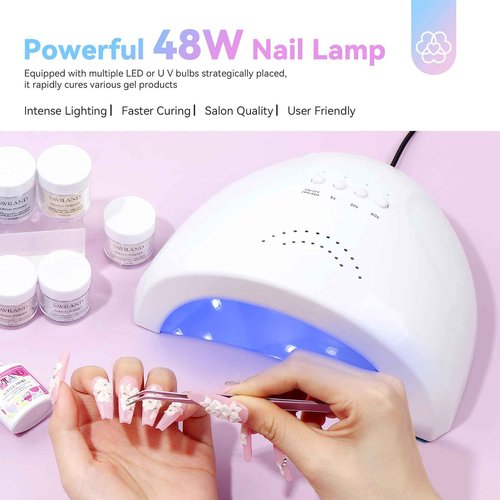 Saviland Acrylic Nail Kit with Everything: 10 Colors Acrylic Powder Clear Liquid Monomer 48W Nail Lamp 20000RPM Nail Drill Complete Tools Home Manicurist Nail Extensions