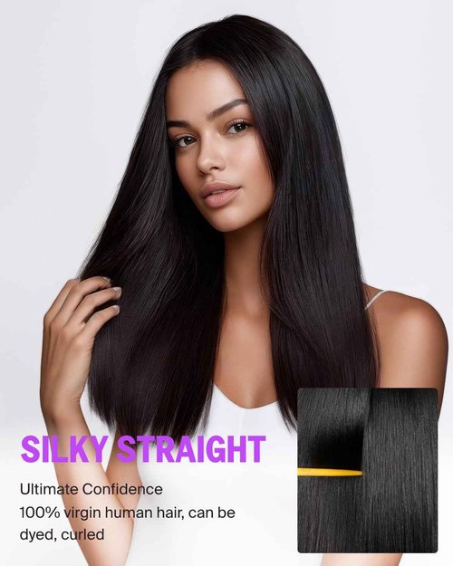 Megalook hair Wear and Go Glueless Wigs Human Hair Pre Plucked Pre Cut 6x6 Lace Front Wig Human Hair 220% Density Bleached Knots Straight Wig 20 Inch
