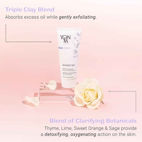 Yonka Masque 103 | Clay Face Mask | Clarify Skin and Tighten Pores with Botanical Extracts and Triple Clay Blend | Oily and Acne Prone Skin | Paraben-Free | 3.30 oz