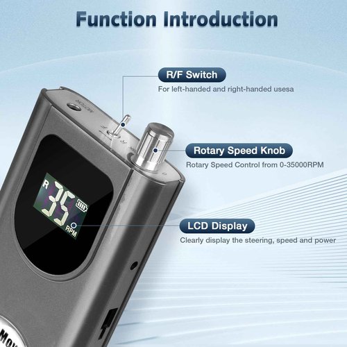 Professional Nail Drill Machine, HoMove 35000RPM Portable Nail Drills, Rechargeable Efile Nails Drill, Low Heat Electric Nail File for Acrylic Gel Nails（Grey）