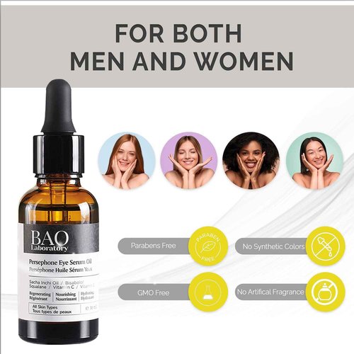BAO Laboratory Persephone Eye Serum Oil | Sacha Inchi Oil, Bisabolol and Vitamin C & E | Eye Serum for Wrinkles, Finelines and Dark Circle (30 ML)