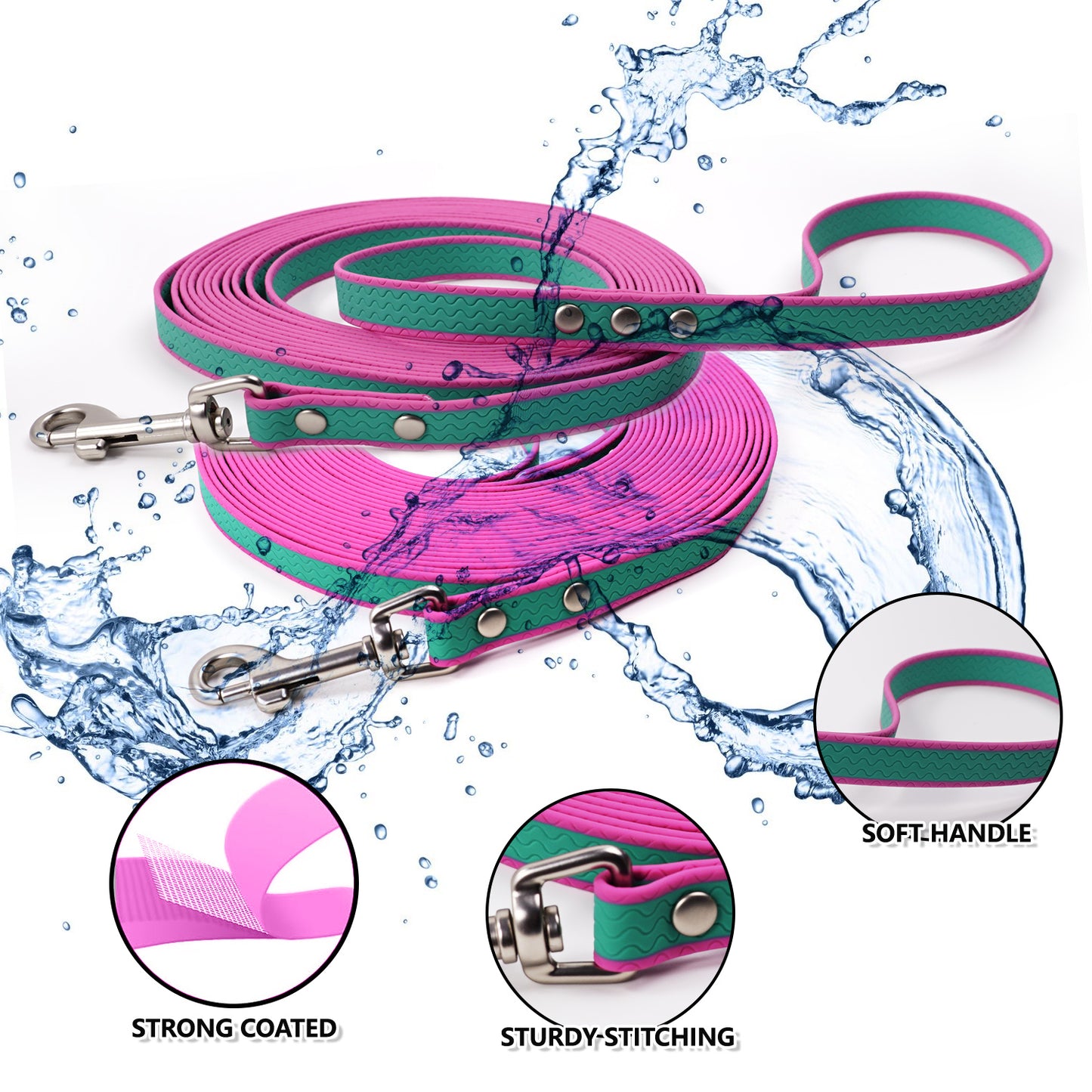 Pet Training Leash Waterproof PVC Coated Rubberized Durable Rope
