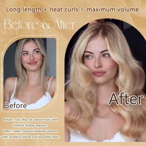 Blonde Hair Extensions Real Human Hair 20 Inches 100g Golden Blonde Highlights Human Hair Extensions Clip Ins Straight Soft #16/22 7pcs
