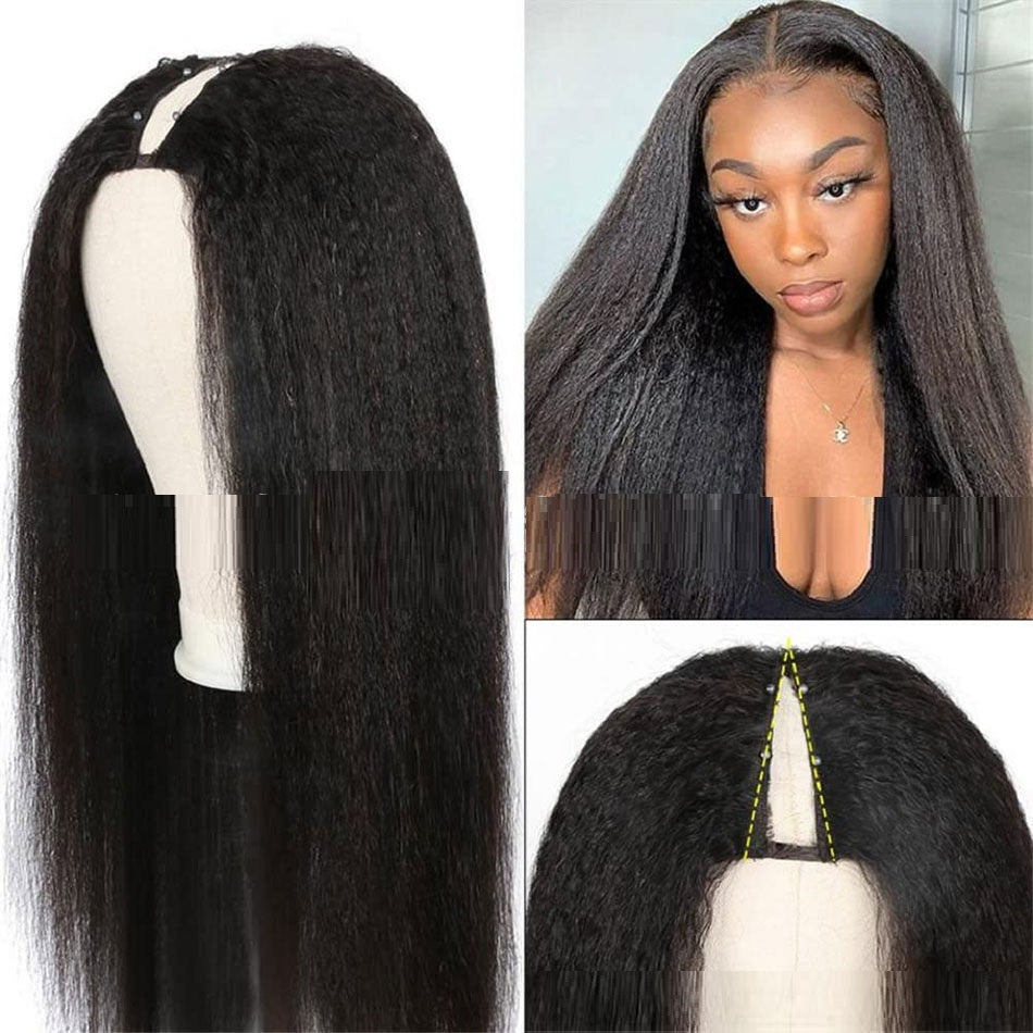 Human Hair Wigs - Yaki Straight Lace-Free Mechanism Wig for Women