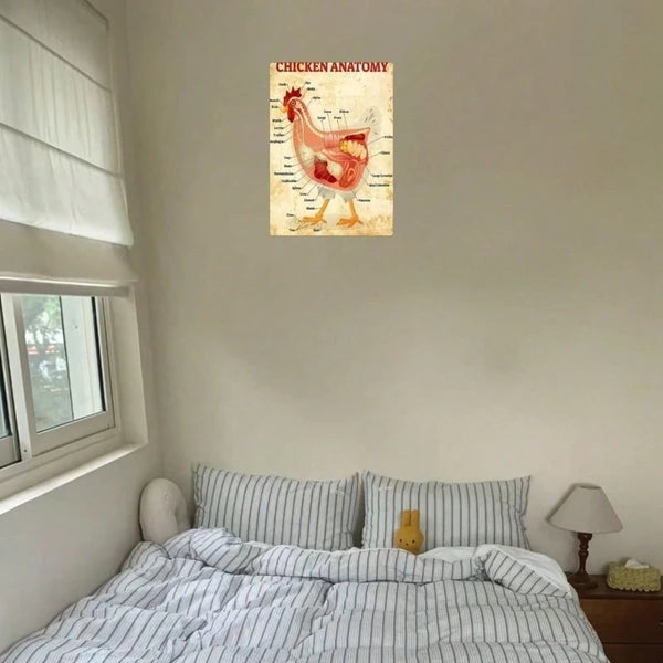 Classic Chicken Anatomy Metal Tin Sign - 8x12 Inch Vintage Art