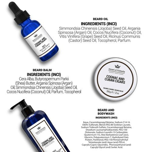 HENRI ET VICTORIA Beard Care Kit (Cognac and Cuban Cigars)