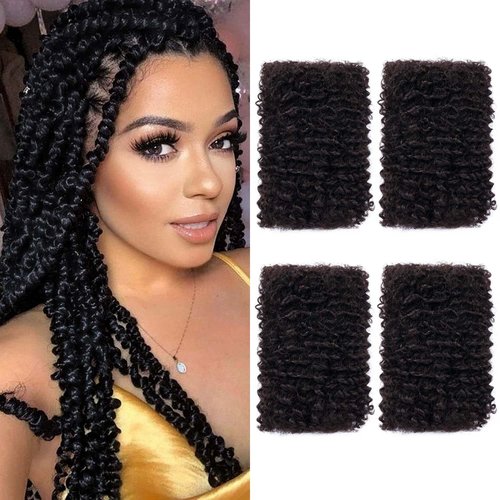 Afro Kinkys Bulk Human Hair for Braid Braiding Mini Twist Locs Dreadlock Extensions Afro Kinky-Curly Human Braiding Hair Bundles For Men Women Kids 14 Inch 4 Bulk 120g 1B Natural Black Easy to Install