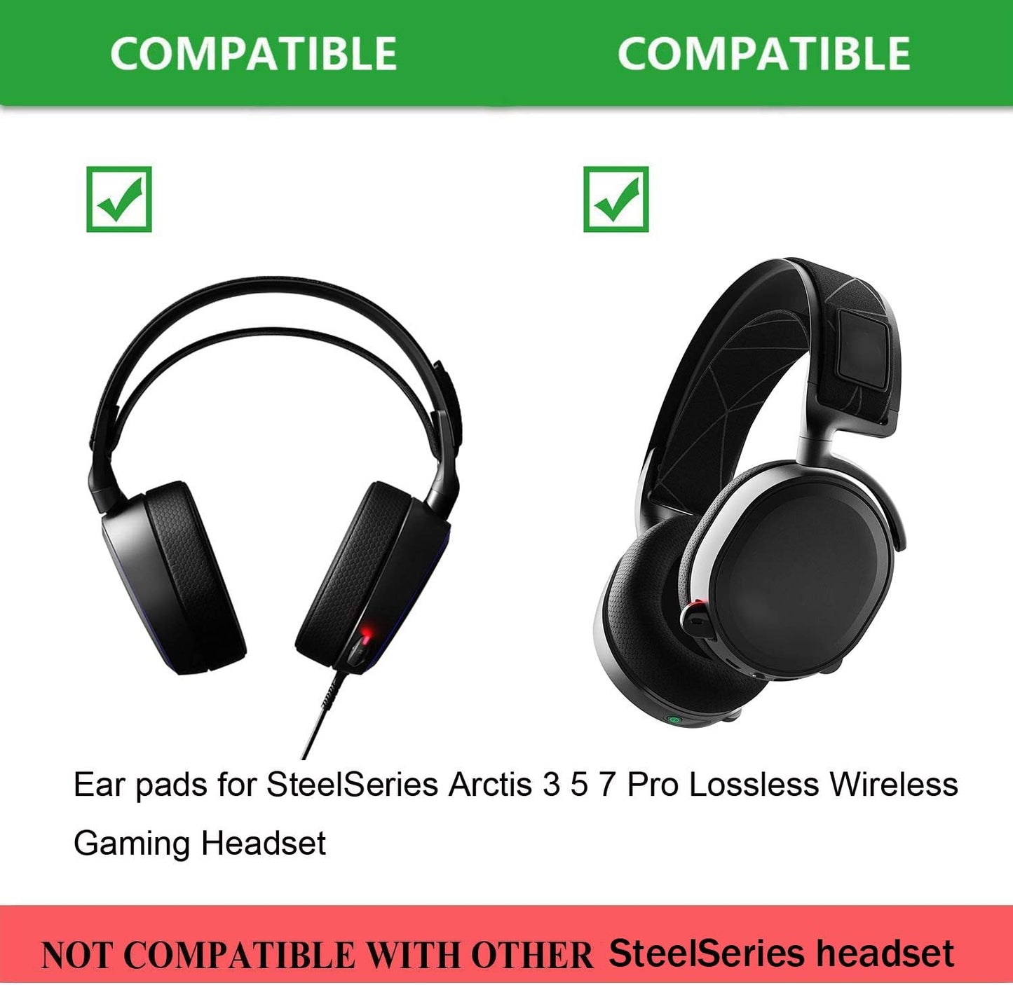 Arctis 3/5 / 7/9 Replacement Black Fabric Ear Pads Cushion Compatible with SteelSeries Arctis 3 / Arctis 5 / Arctis 7 Arctis 9 / Arctis 1 / Arctis pro Lossless Wireless Gaming Headset Headphone