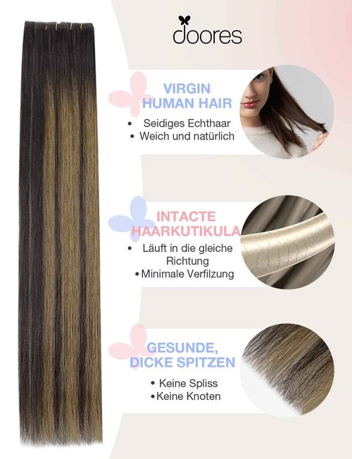 DOORES Invisible Tape in Hair Extensions Human Hair Invisi Edge, Dark Brown to Chestnut Brown 10 Injection Tape-ins with 10 Injection Tape-ins 50g 18 Inch, Human Tape in Extensions