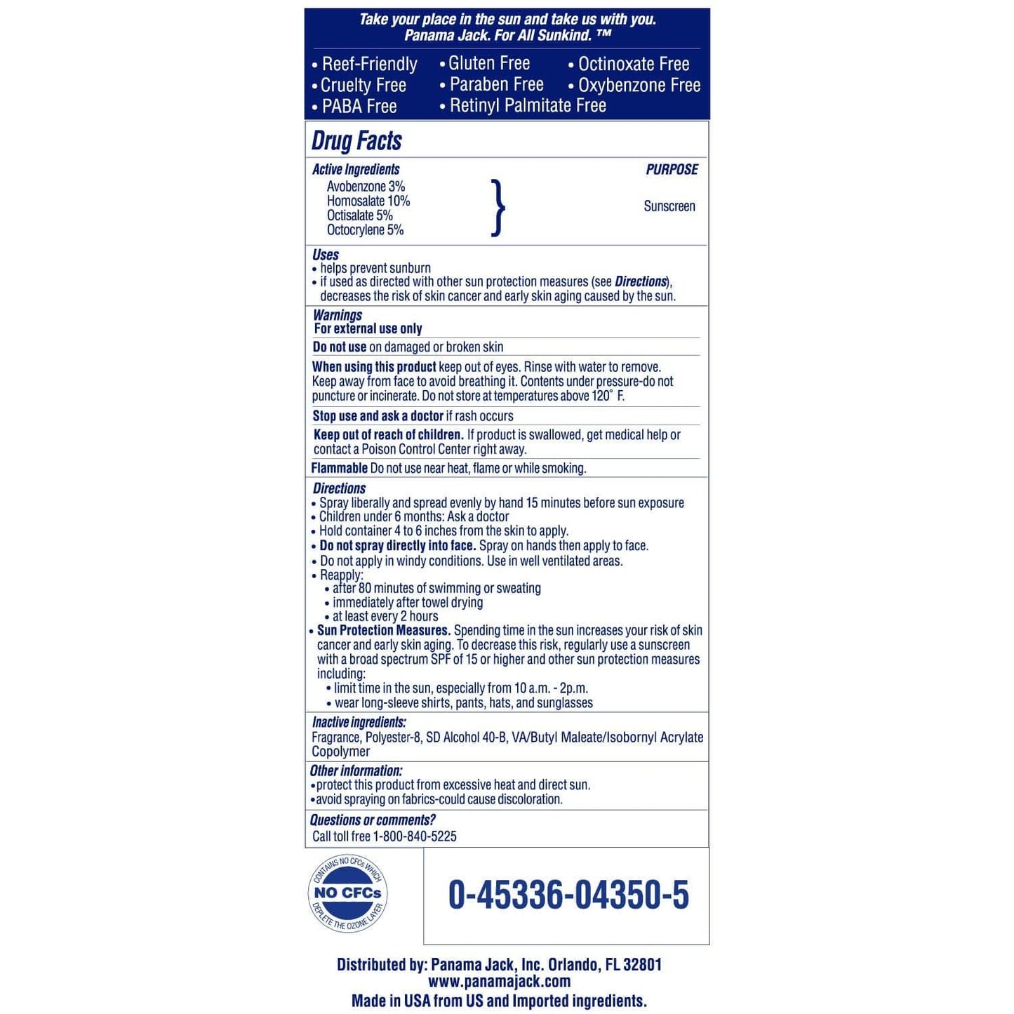 Panama Jack Kids Sunscreen Spray - SPF 50, Broad Spectrum UVA/UVB Protection, Hypo-Allergenic, PABA, Paraben, Gluten & Cruelty Free, Water Resistant (80 Minutes), 5.5 OZ (Pack of 6)