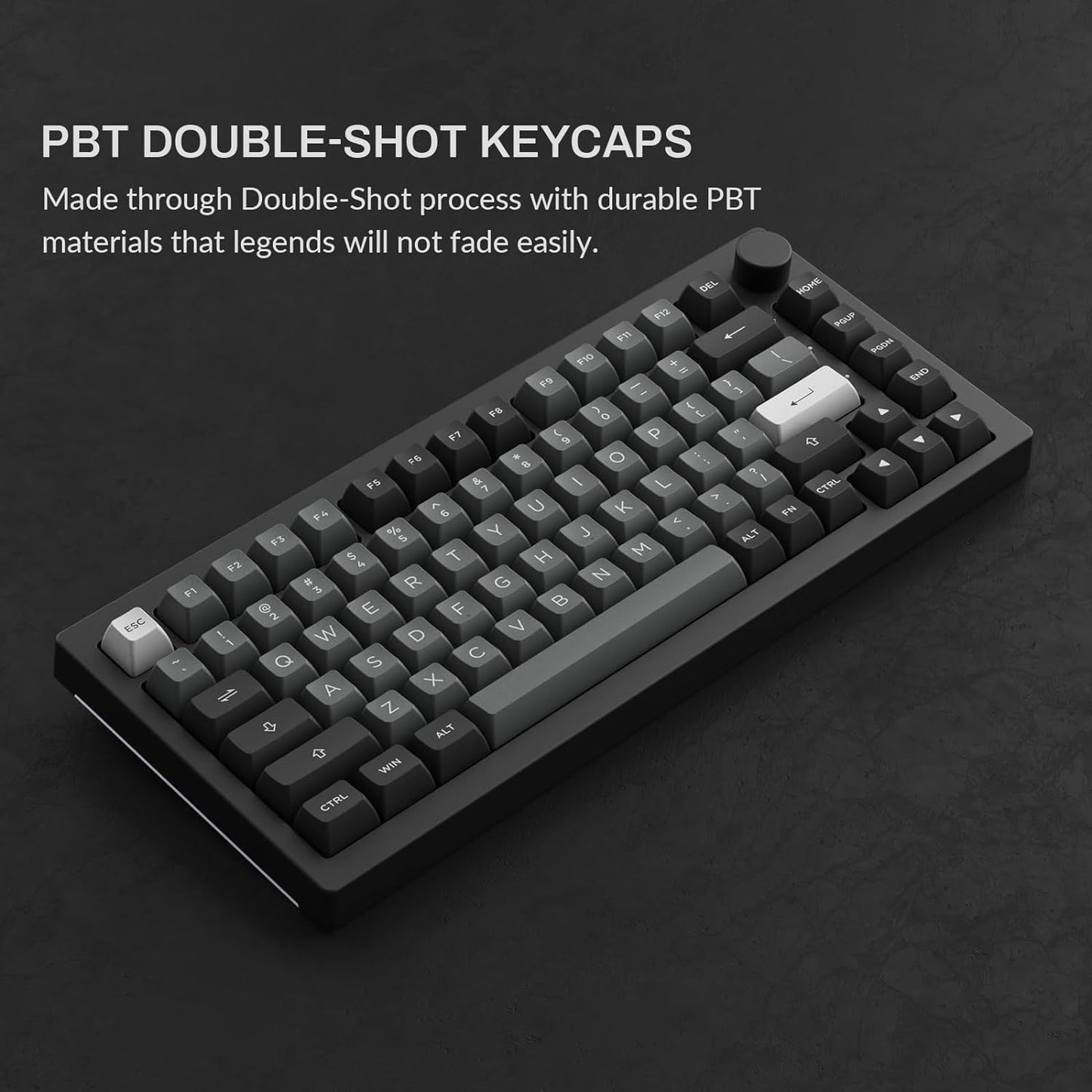 Akko 5075B Plus Mechanical Keyboard 75% Percent RGB Hot-swappable Creamy Keyboard with Knob, Black & Silver Theme with PBT Double Shot ASA Profile Keycaps V3 Creamy Yellow Pro Switch