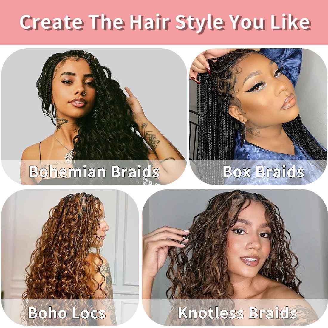 Highlight Ombre Deep Wave Bulk Human Hair Braiding 2 Bundles/Pack 110g 24 Inch No Weft Brazilian Virgin Curly Human Hair Extensions for Boho Braids Wet and Wavy Human Braiding Hair