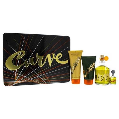 Liz Claiborne Curve 4 Pc. Gift Set (Cologne Spray + Mini + After Shave + Hair & Body Wash) for Men, 4.2 Fl Ounce