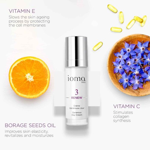 IOMA Paris Generous Day Cream, Anti-Aging and Antioxidant Face Cream that Fights Wrinkles and Firms Skin, 30 ml