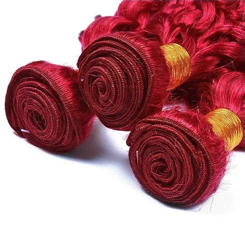 Red Human Hair Bundles Deep Wave Bundles 34 34 34 Inch Unprocessed Brazilian Virgin Remy Hair Wine Red 3 Bundle Burgundy Deep Wave Human Hair Extensions 50 Gram Per Bundle