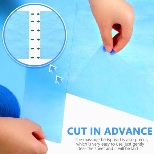 Tudomro 6 Rolls Disposable Non Woven Bed Sheets 24 x 71 Inch Massage Table Paper Covers Non Woven Fabric Massage Sheets Waterproof Spa Breathable Bed Cover for Beauty Salon (Blue)