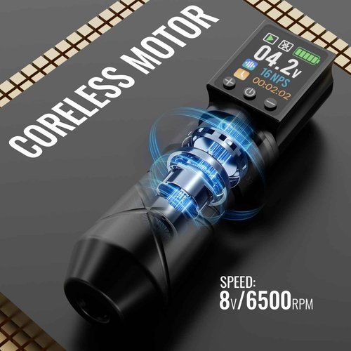 WORMHOLE PRO Tattoo Gun Auriga Tattoo Kit with Coreless Motor, 2,300 mAh Capacity Battery, 5 Adjustable Stroke, Normal/Jump-Start/Dot Working Mode, Wireless Tattoo Machine Kit for Artists