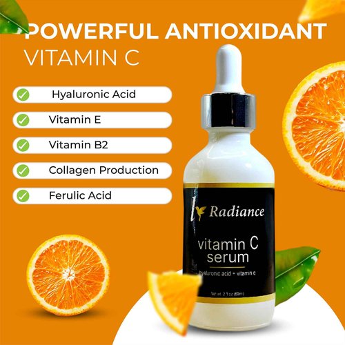 Hummingbird Radiance: Vitamin C Serum with Hyaluronic Acid and Vitamin E, Anti-Aging Face Serum for Dark Spots, 2 fl oz.