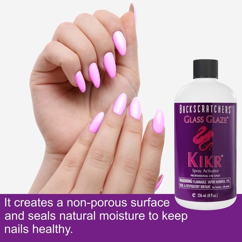 BackScratchers Kikr Spray Activator - Fiberglass Or Silk Wrap Nail Extension Glue - Nail Activator Spray - 8 oz.