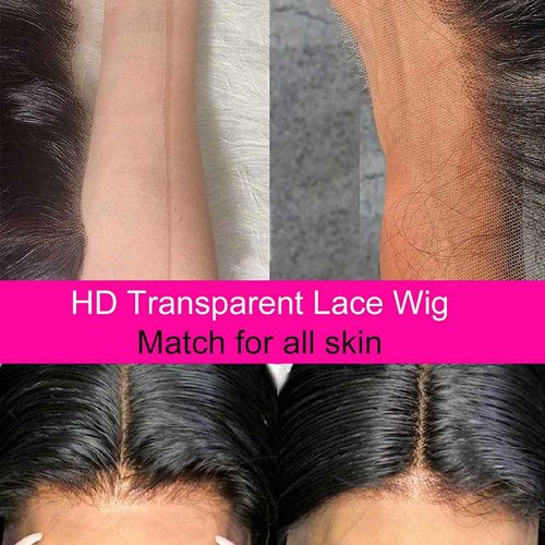 Foreverlove HD Lace Front Human Hair Wigs for Black Women 200% Density 13×4 Body Wave Transparent Lace Front Wigs Natural Black Color (22 Inch,Body Wave)