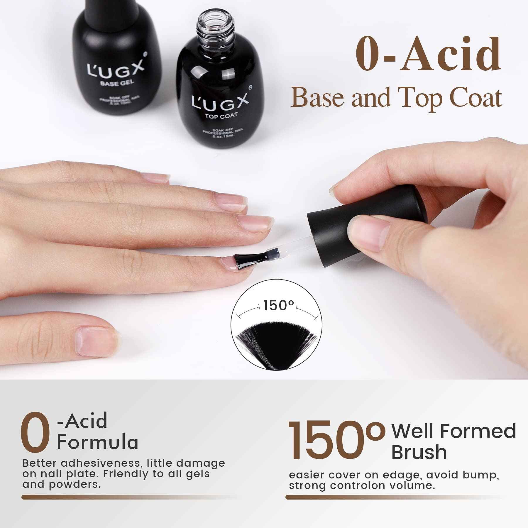 L'UGX Rechargeable Nail Dust Collector and Base Top Coat Set