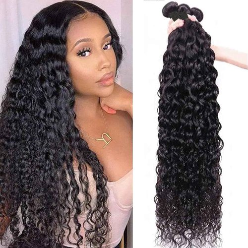 ZHENLISI Water Wave Human Hair Bundle 10A Virgin Hair Water Wave 3 Bundles Human Hair Brazilian Hair Weft Natural Color 26 28 30 inch