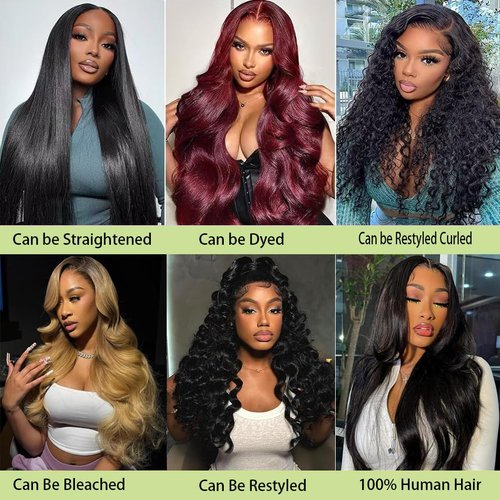 Human Hair Bundles 12 14 16 Inch 12A Body Wave Bundles Human Hair 100% Unprocessed Brazilian Virgin Hair 3 Bundles Double Weft Hair Extensions for Black Women Natural Black