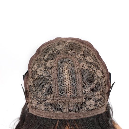 BLISSHAIR Natural Wavy Human Hair Wigs with Bangs Black Loose Wave Wigs for Women None Lace Front Wigs Loose Body Bob Wig Brazilian Virgin Human Hair Glueless Loose Curly Wig for Daily (14 Inch)