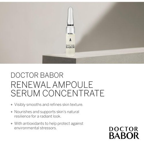 DOCTOR BABOR Renewal Ampoules, Serum Concentrate for Face, with Anti-Ageing Effect, Finer and Smoother Skin, Encapsulated Retinol with Bakuchiol and Tripeptide, Vegan Formula, 7 x 2 ml