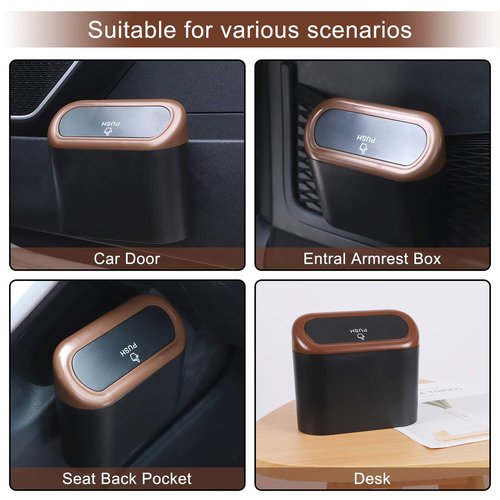 Accmor Car Trash Can with Lid, Leakproof Vehicle Trash Bin Auto Dustbin Organizer, Waterproof Mini Garbage Bin Trash Container with Garbage Bag for Automotive Car, Home, Office, Kitchen