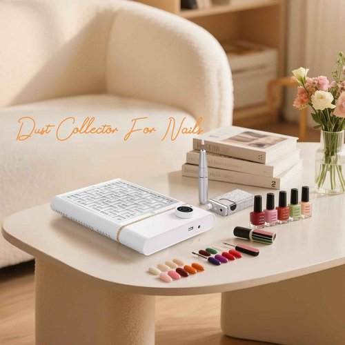 CHRISTINE SHELLY Nail Dust Collector, Bling Diamond Cordless Rechargeable 5000RPM Vacuum Nail Tech Fan Extractor, 12000mAh Professional Nail Duster Suction, Low Noise, Salon&Home