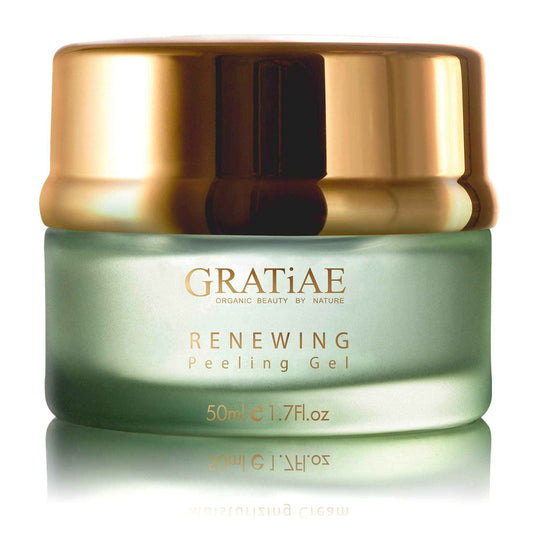 Gratiae organic renewing Peeling gel face mask, mild face cleanser with witch hazel, Deep cleans, removes dead skin cells and blackheads, anti-aging skin care, 1.7 Fl oz