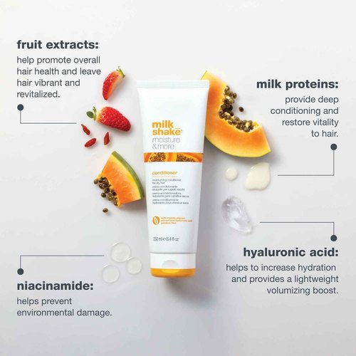 milk_shake moisture & more conditioner | creamy formula to hydrate and soften dry hair | for smoother, shinier, easy-to-manage hair | 33.8 fl oz