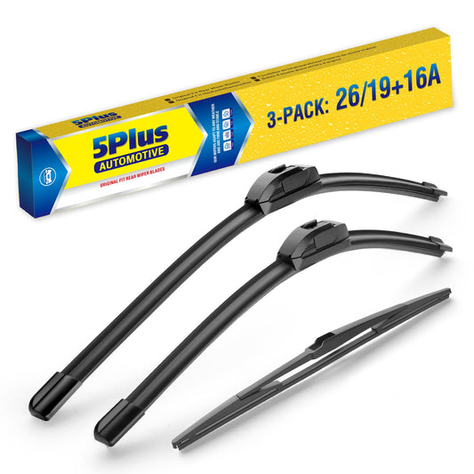 3 Wipers 26"/19"/16" Replacement For Toyota Prius 2015 2014 2013 2012 2011 2010 (Set of 3), 26 Inch+19 Inch Windshield Wiper Blades with 16 Inch Rear Wiper Blade-Original Factory Quality