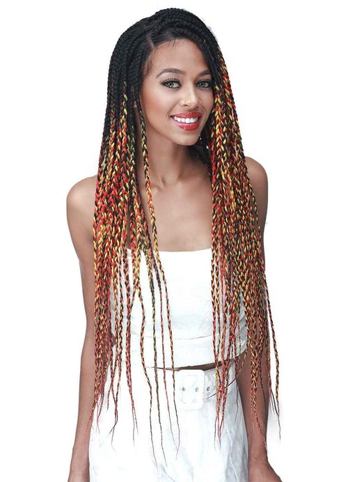 Bobbi Boss Synthetic Hair 13x5 Frontal Lace Wig - MLF623 KNOTLESS BOX BRAID 30, Natural Style Wig, Hand-Crafted Knotless Triangle Braid (1)