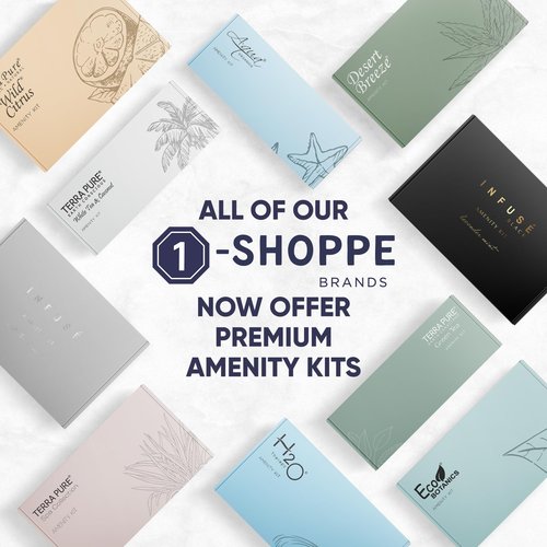 Terra Pure Spa Collection Amenity Kit | Hotel Bulk Toiletries | 0.85 oz Shampoo, Conditioner, Lotion, Body Wash, Massage Bar for Guest Hospitality Vacation Rentals | 15 Sets/Case